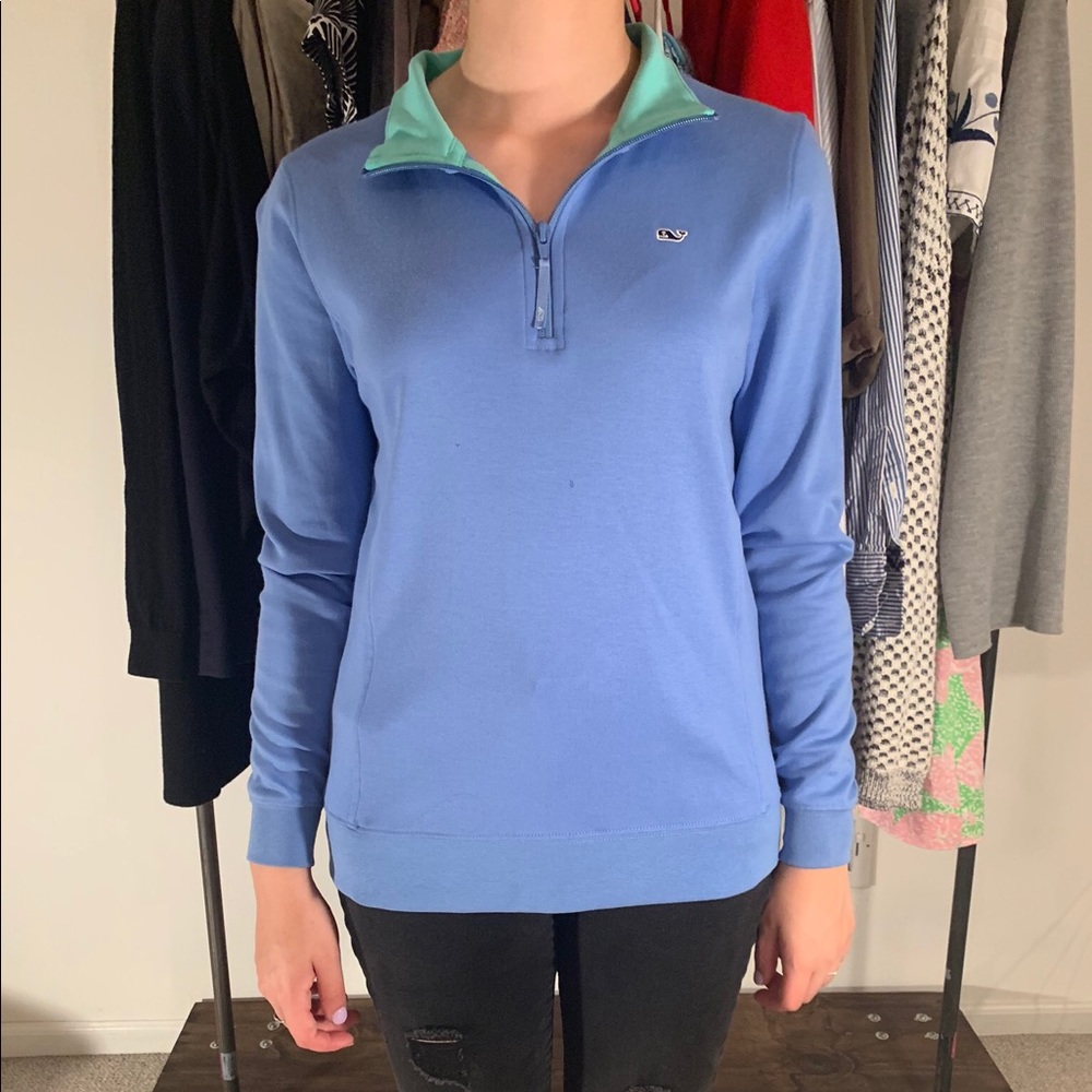 Light blue vineyard vines quarter zip